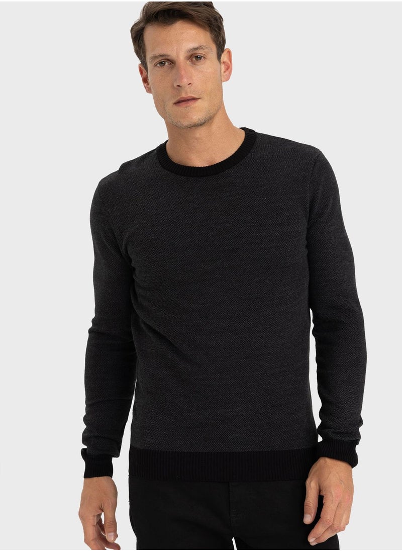 DeFacto - Knitted Crew Neck Sweater - Image 1