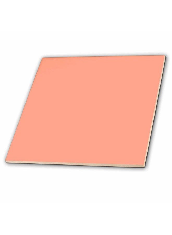 3DROSE Coral orange - salmon pink - peach apricot - plain simple one single solid colour - Ceramic Tile, 10cm - Image 1