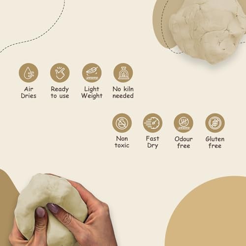 Gachwala Soft Mould Air Dry Clay 1Kg (Pack of 4-250gm Each) | Smooth & Pliable Clay for Sculpting, Craft & Hobby Projects | Easy-to-Use Modelling Clay for Lippan Art & DIY Creations - Image 5