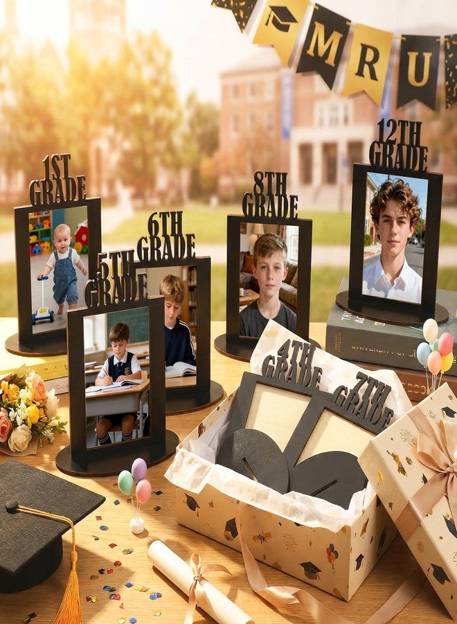 AceOrbit 13 Pcs K-12 Graduation School Photo Display Wooden Frame 5.5 x 8.75 Inch Memory Decorations Class of 2026 Picture Centerpieces Professional Photo Holder Set for Graduation Party Supplies - Image 4