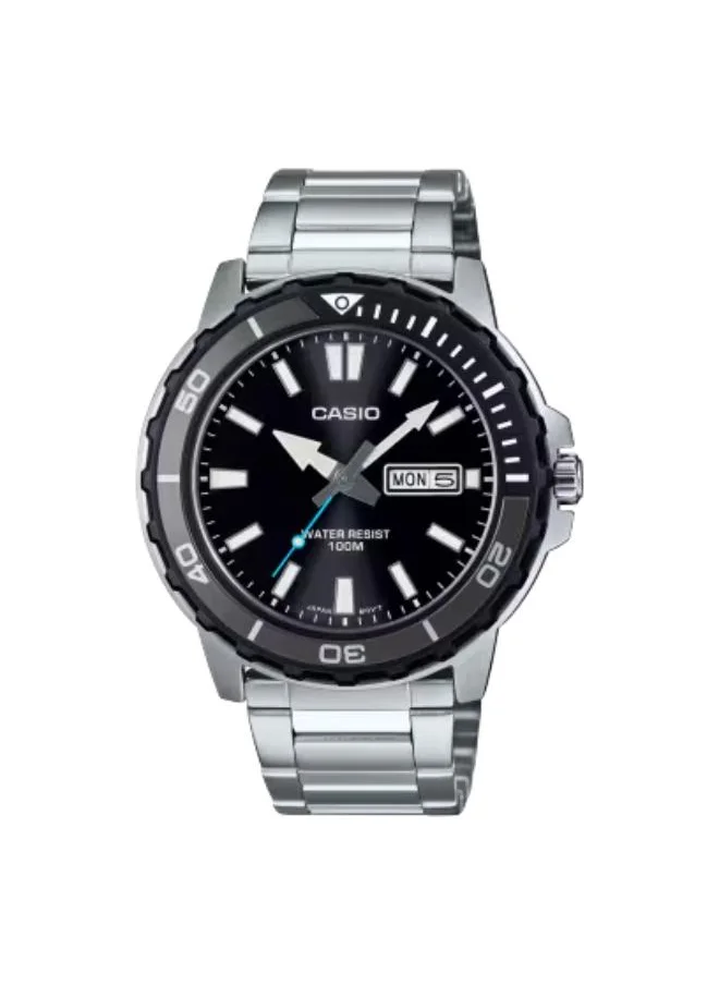 كاسيو Men's Analog Display Watch With Silver Stainless Steel Strap - MTD-125D-1A3VDF