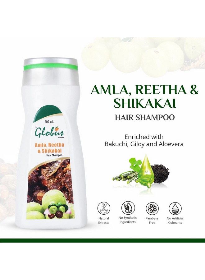 Globus Remedies Amla Reetha Shikakai Hair Shampoo 200 Ml (Pack Of 5) - Image 4