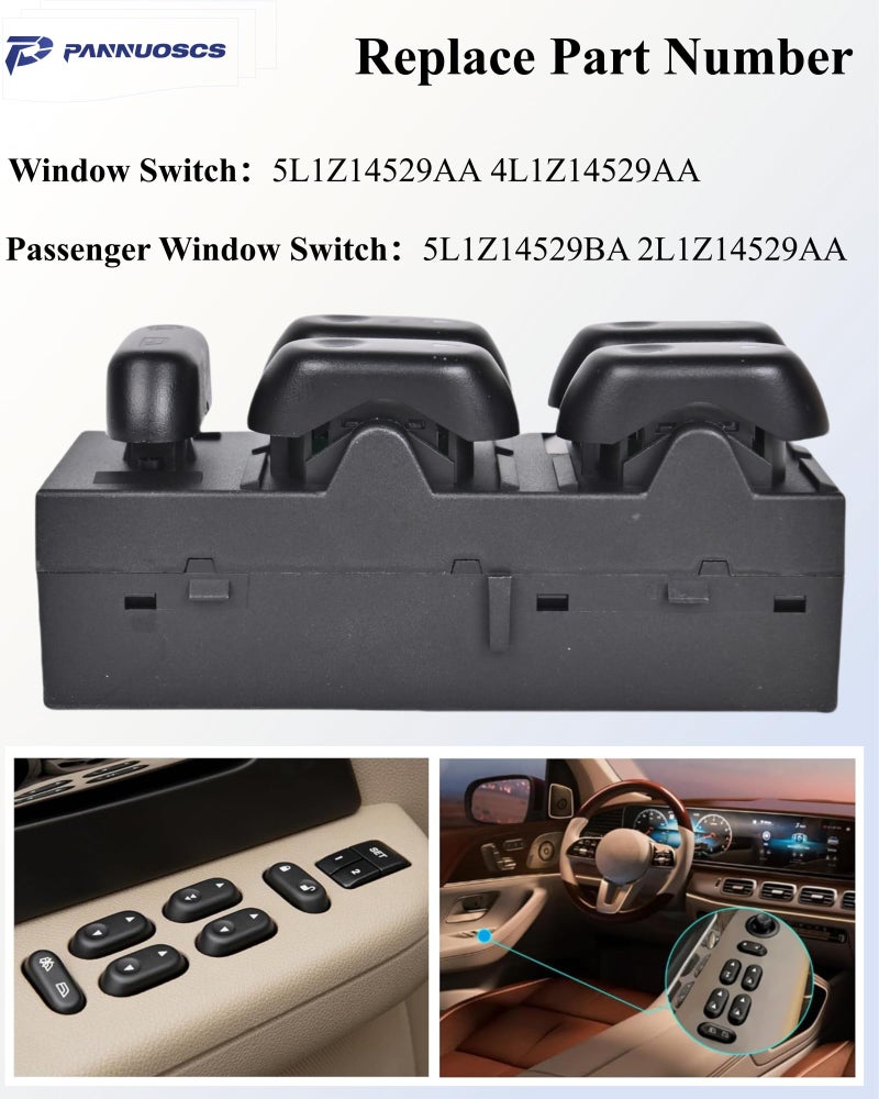 PANNUOSCS Master Window Switch with Passenger Window Switches Compatible with 2004-2008 Ford F150 Expedition 2003-2008 Crown Victoria Lincoln Mark LT Mercury Grand Marquis and Marauder 2L1Z14529AA - Image 4