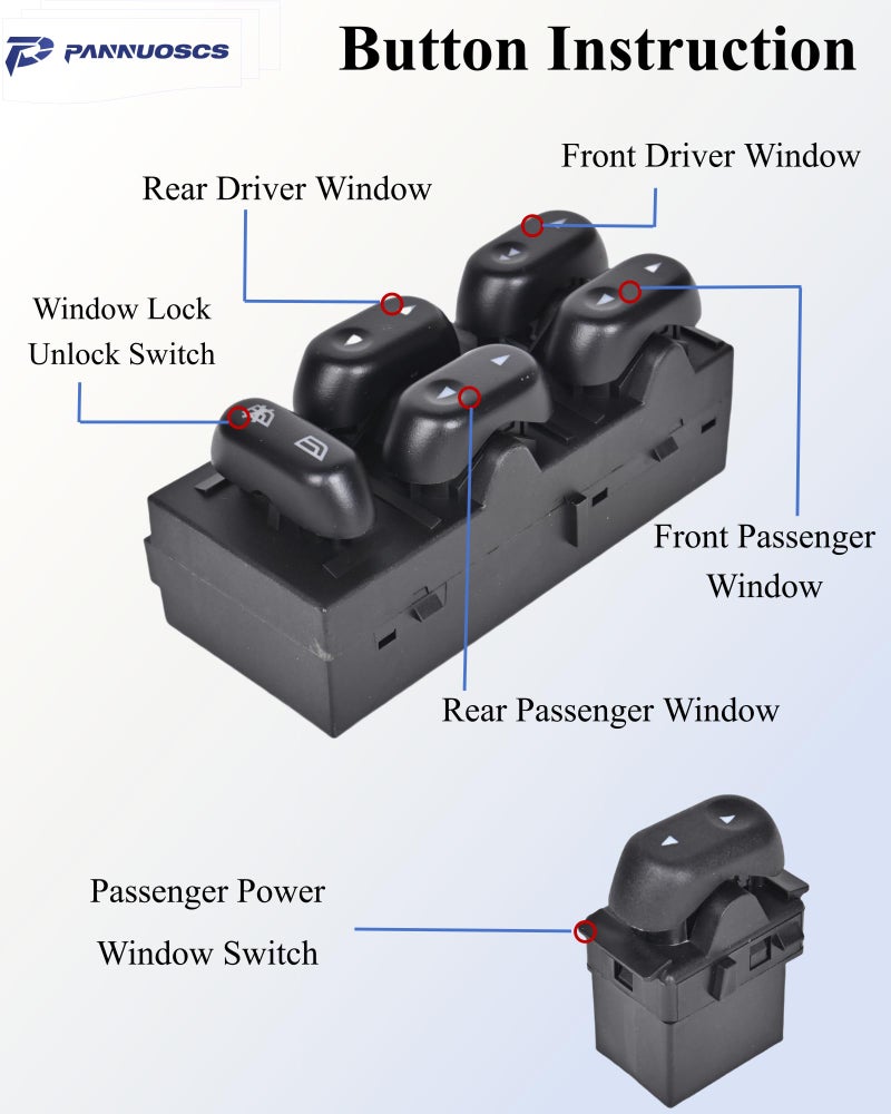 PANNUOSCS Master Window Switch with Passenger Window Switches Compatible with 2004-2008 Ford F150 Expedition 2003-2008 Crown Victoria Lincoln Mark LT Mercury Grand Marquis and Marauder 2L1Z14529AA - Image 2