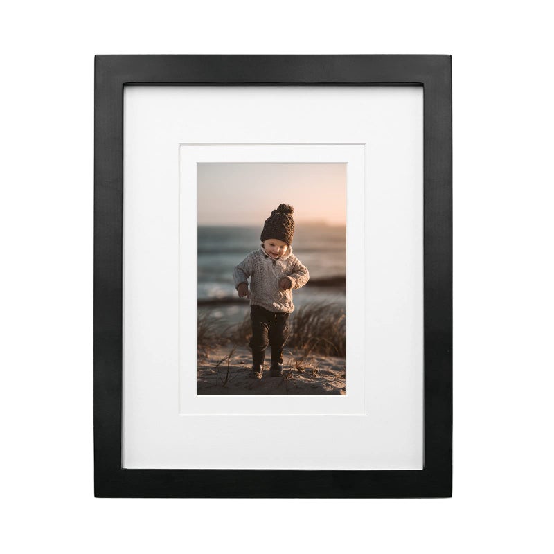 KINLINK 8x10 Picture Frame Black  Wood Frames with Acrylic Plexiglass for Picture 4x6/5x7 with Mat or 8x10 without Mat  Tabletop and Wall Mounting Display