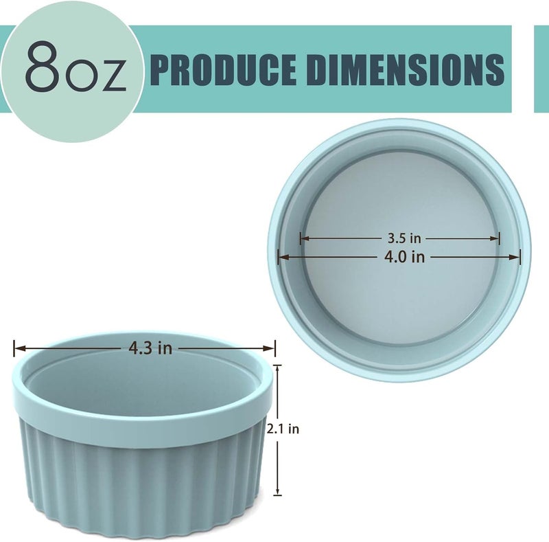 KEYFIVE Silicone Ramekins 8 oz Oven Safe, 2Pcs Creme Brulee Ramekins 8 oz, 4 inch Silicone Ramekin for Baking Souffle, Custard, Pudding - Image 2