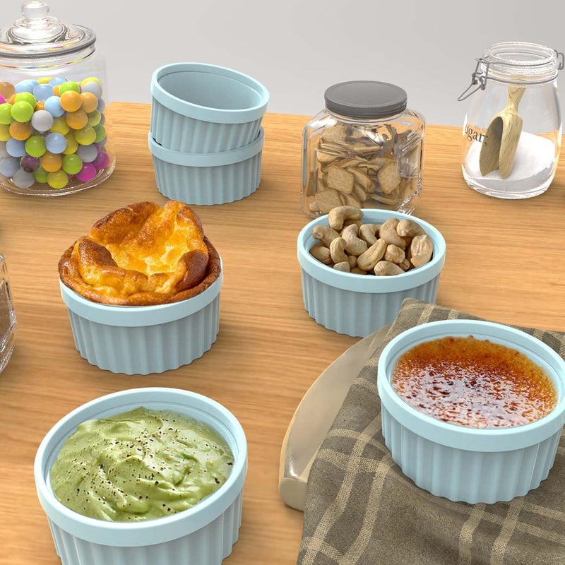 KEYFIVE Silicone Ramekins 8 oz Oven Safe, 2Pcs Creme Brulee Ramekins 8 oz, 4 inch Silicone Ramekin for Baking Souffle, Custard, Pudding - Image 4