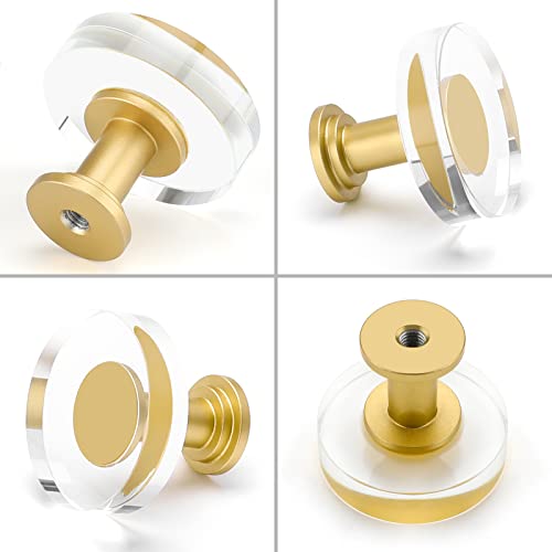 LONTAN 25 Pack Crystal Dresser Knobs Gold Glass Knobs for Cabinets and Drawers Round Clear Hardware for Bathroom,Aluminum Alloy Base - Image 4