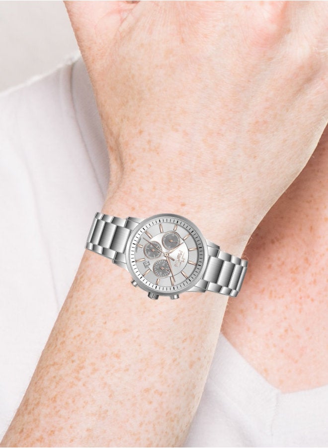 مارتيني ساعة مارتيني الرجالية الأنيقة بشاشة فضية أنيقة وسوار من الفولاذ المقاوم للصدأ مقاومة للماء مثالية للاستخدام اليومي والمناسبات الرسمية - Image 2