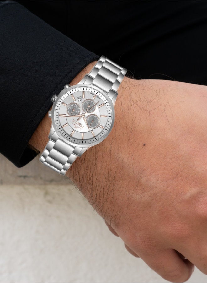 مارتيني ساعة مارتيني الرجالية الأنيقة بشاشة فضية أنيقة وسوار من الفولاذ المقاوم للصدأ مقاومة للماء مثالية للاستخدام اليومي والمناسبات الرسمية - Image 3