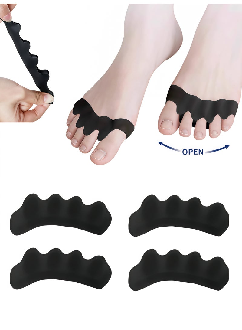 4Pcs Toe Separators Spacers Use for Health Beauty Pedicures Plantar Fasciitis Hammer Toes Claw Toes Other Foot Conditions Pedicures for Men and Women Black - Image 1