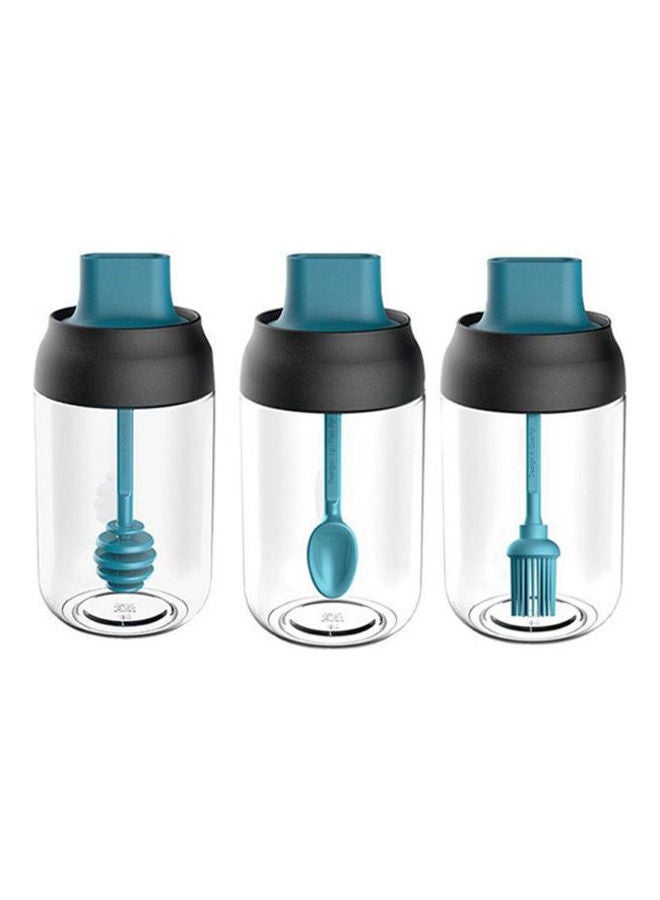 NIBEMINENT 3Pcs Glass Condiment Bottle Setpepper Oil Spoon Cap Kitchen Moisture-Proof Honey Seasoning Container 250 CLear One Sizecm 