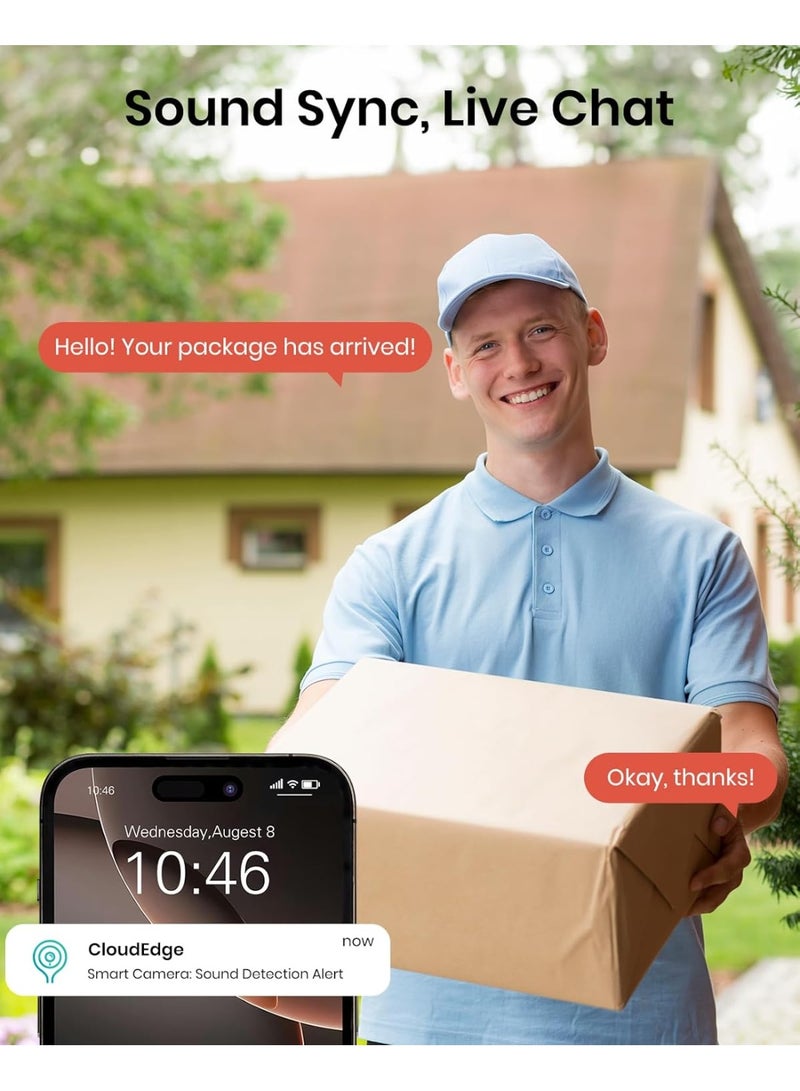 2K Wireless Outdoor Solar Security Camera – 360° PTZ 3MP Camera with Color Night Vision, 2-Way Audio, Battery Powered, 2.4GHz - Image 2