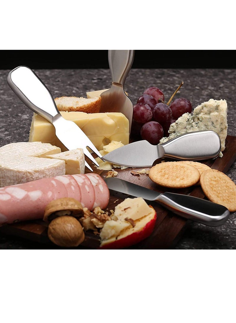 SYOSI - Cheese Knives Steel Stainless Cheese Slicer Cheese Cutter Spreader Fork Light Weight One-Piece Silver Design Cheese Knives Perfect Gifts for Charcuterie Board - Image 1