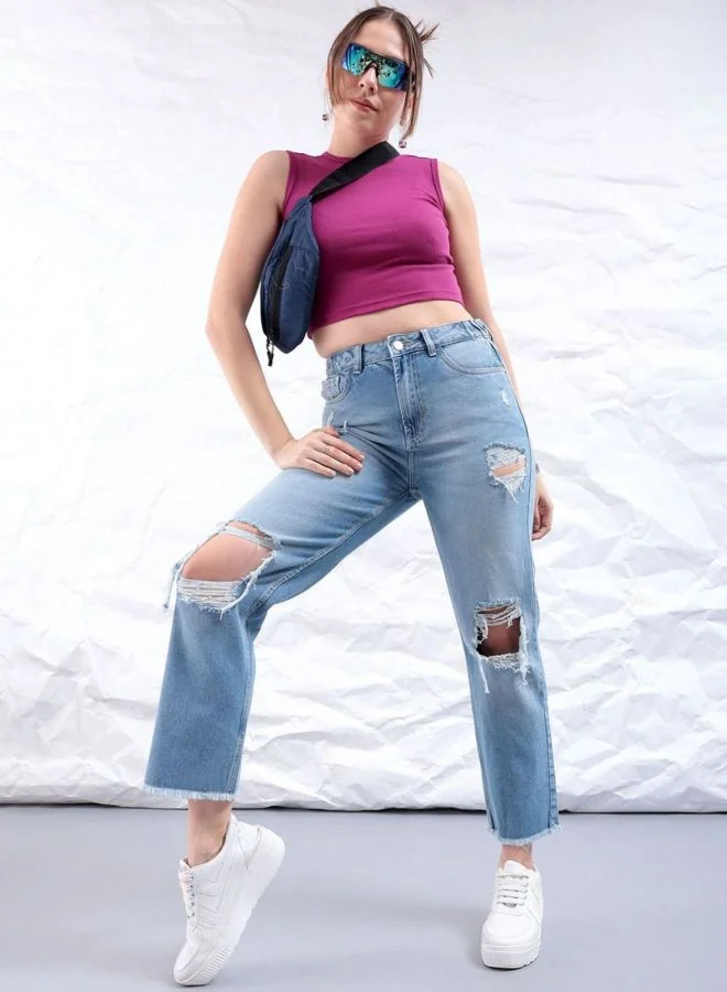 Freehand  Women Straight Fit Solid High Rise Jeans  | Best Price UAE