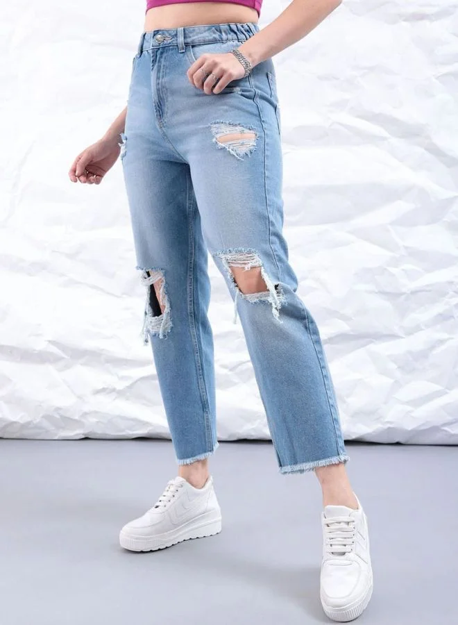 Freehand  Women Straight Fit Solid High Rise Jeans  | Best Price UAE