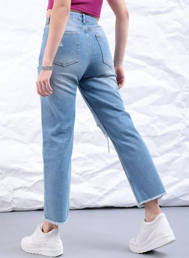 Freehand  Women Straight Fit Solid High Rise Jeans  | Best Price UAE