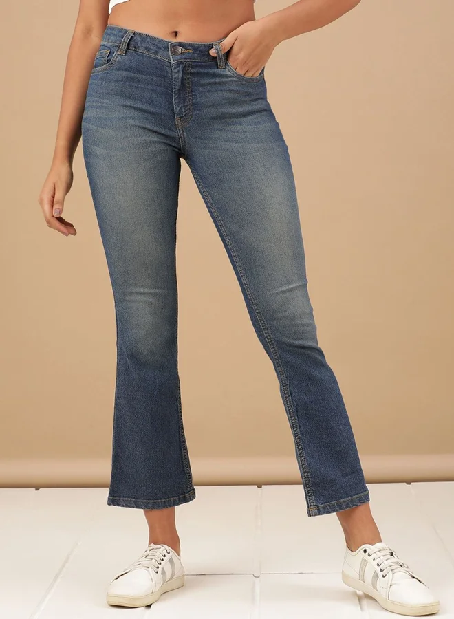 Freehand Freehand Women Blue Mid Rise Bootcut Fit Faded Jeans