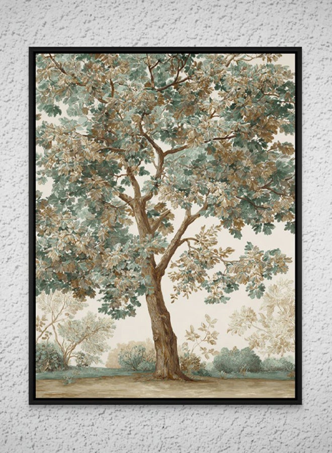 Art Decor Vintage Oak Tree Botanical Wall, 100% Framed Portrait Canvas Print, Nature Wall Decor for Living Room, Bedroom, Home Office - Image 1