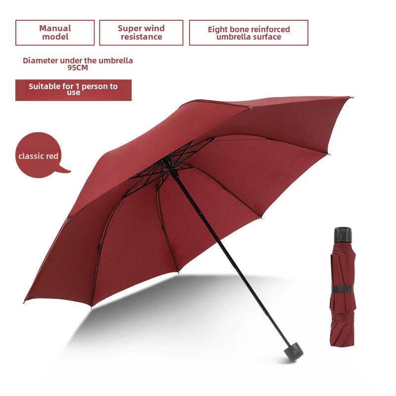 Extra Large Sturdy Sunblock Automatic Umbrella 8 bone manual-impact cloth-wine red 