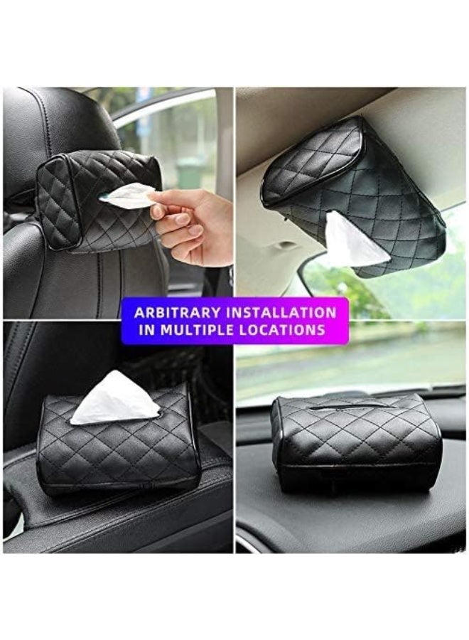 ناما حامل مناديل جلدي للسيارة - أسود - Image 2