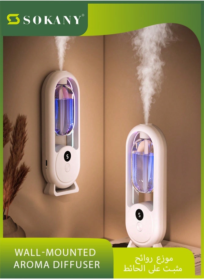 sokany 1-Pack Wall Mounted Automatic Aromatherapy Machine, Essential Oil Diffuser with Air Purification, for Home Hotel Bathroom Living Room, White - Image 1