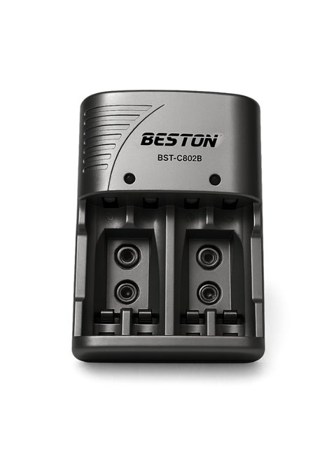 Beston Charger C-802 for AA and 9V: Multi-functional charger supporting AA and 9V batteries, ensuring versatile charging options.