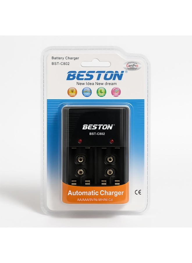 BESTON - Beston Charger C-802 for AA and 9V: Multi-functional charger supporting AA and 9V batteries, ensuring versatile charging options. - Image 1