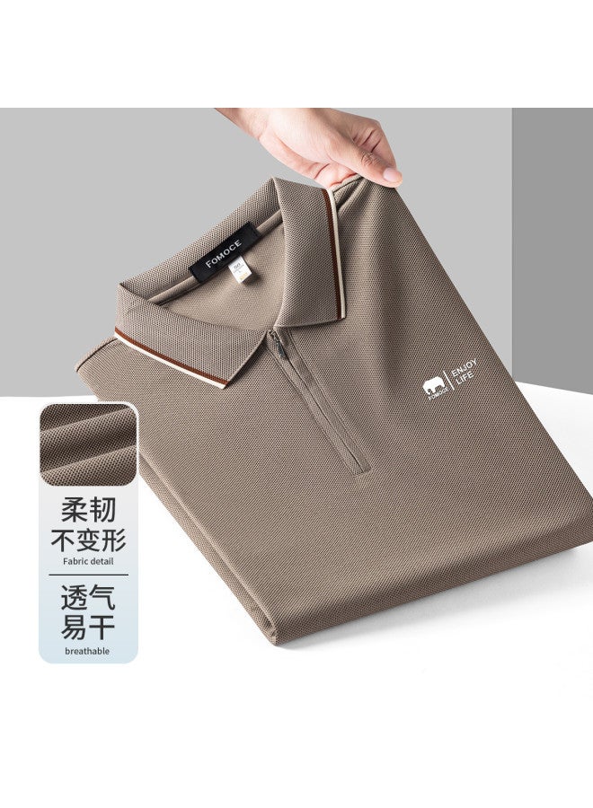 Fomoce men's Breathable And Skin-friendly Solid Color Short-sleeve Polo Shirt For Summer Comfort - Image 2