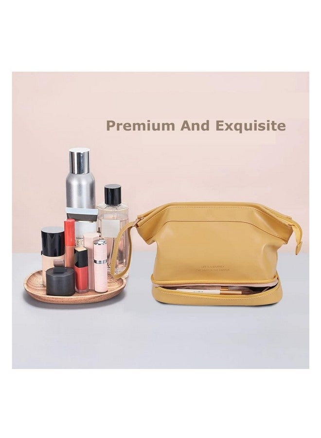 PUSHKH Double Layer Cosmetic Travel Bag, Makeup Bag with Brush Organizer Compartments, Makeup Pouch for Women and Girls - Image 3