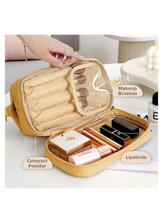 PUSHKH Double Layer Cosmetic Travel Bag, Makeup Bag with Brush Organizer Compartments, Makeup Pouch for Women and Girls - Image 5