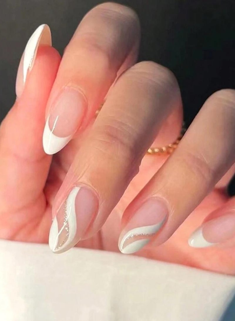 Beauenty Long oval nails, French nails, 24 pieces - Image 1