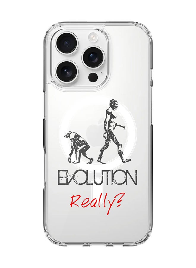 Stylizedd For iPhone 16 Pro Case [Compatible with MagSafe] Slim Magnetic cover Clear Phone Case - Evolution, Really (Grey) - Image 1