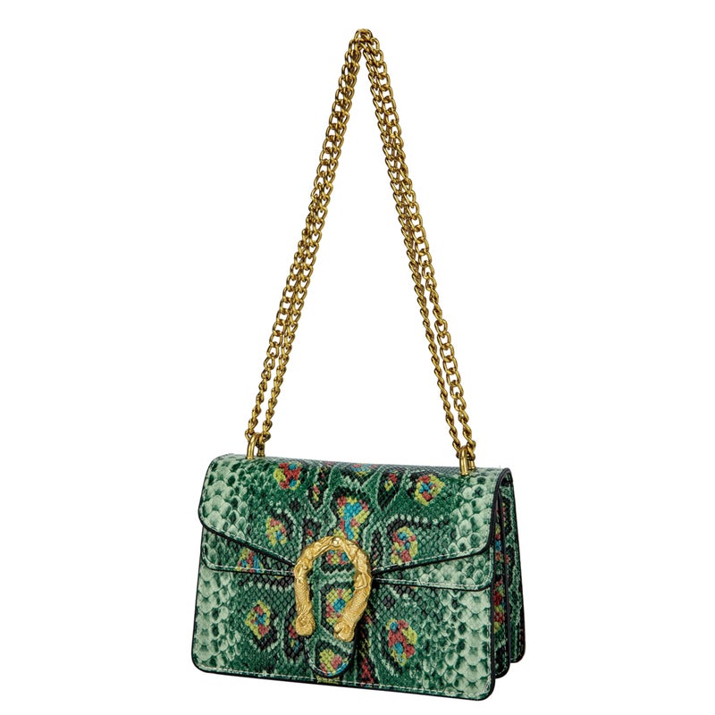 DEEPMEOW Women's Shoulder Chain Bag Crossbody Purse - PU Leather Messenger Bag Evening Square Satchel Handbagï¼ˆGreenï¼‰ - Image 1