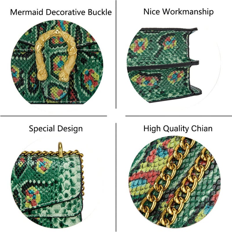 DEEPMEOW Women's Shoulder Chain Bag Crossbody Purse - PU Leather Messenger Bag Evening Square Satchel Handbagï¼ˆGreenï¼‰ - Image 5