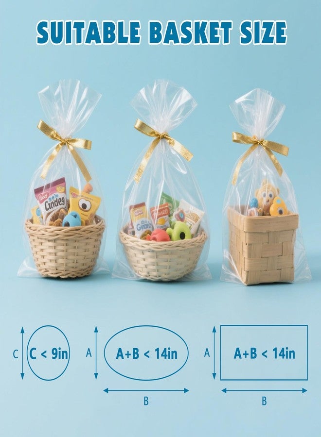 NUITPY 40 Pcs Cellophane Bags, 16 x 24 Inchs Cellophane Wrap for Gift Baskets, Durable Cellophane Gift Bag, Clear Basket Bag - Complimentary 40 Pcs Golden Twist Ties - Image 4