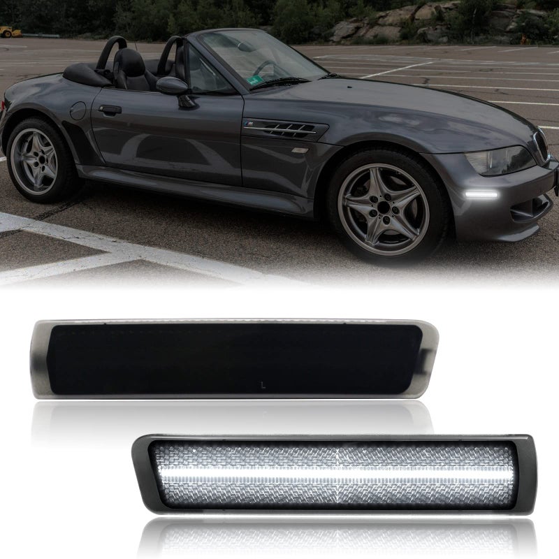 Mynoway LED Side Marker Lights Compatible with Z3 M RoadsterM Coupe 19972002 Z3 Roadster Convertible 19962002 Front Smoked Lens White Fender Marker Parking Lamp Replacement Assembly