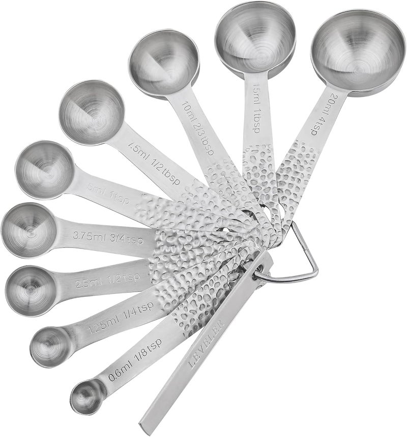 Smithcraft Measuring Spoons, 18/8 Stainless Steel Measuring Spoon Set of 9 Together with Leveler for Baking or Kitchen Measure Tools - Image 1