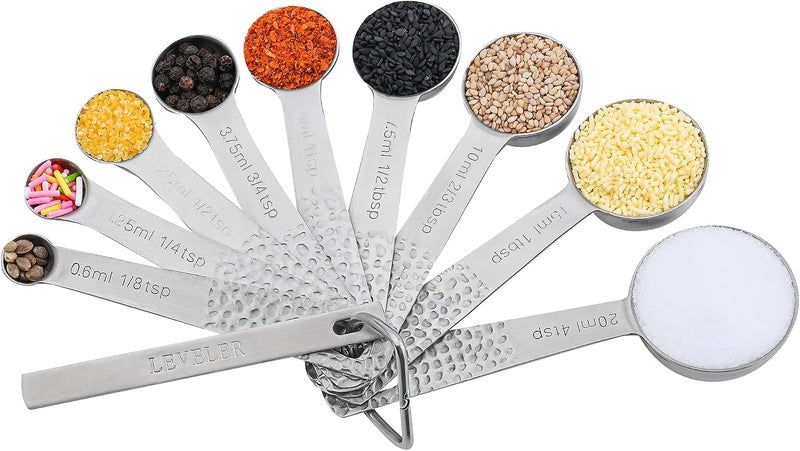 Smithcraft Measuring Spoons, 18/8 Stainless Steel Measuring Spoon Set of 9 Together with Leveler for Baking or Kitchen Measure Tools - Image 2