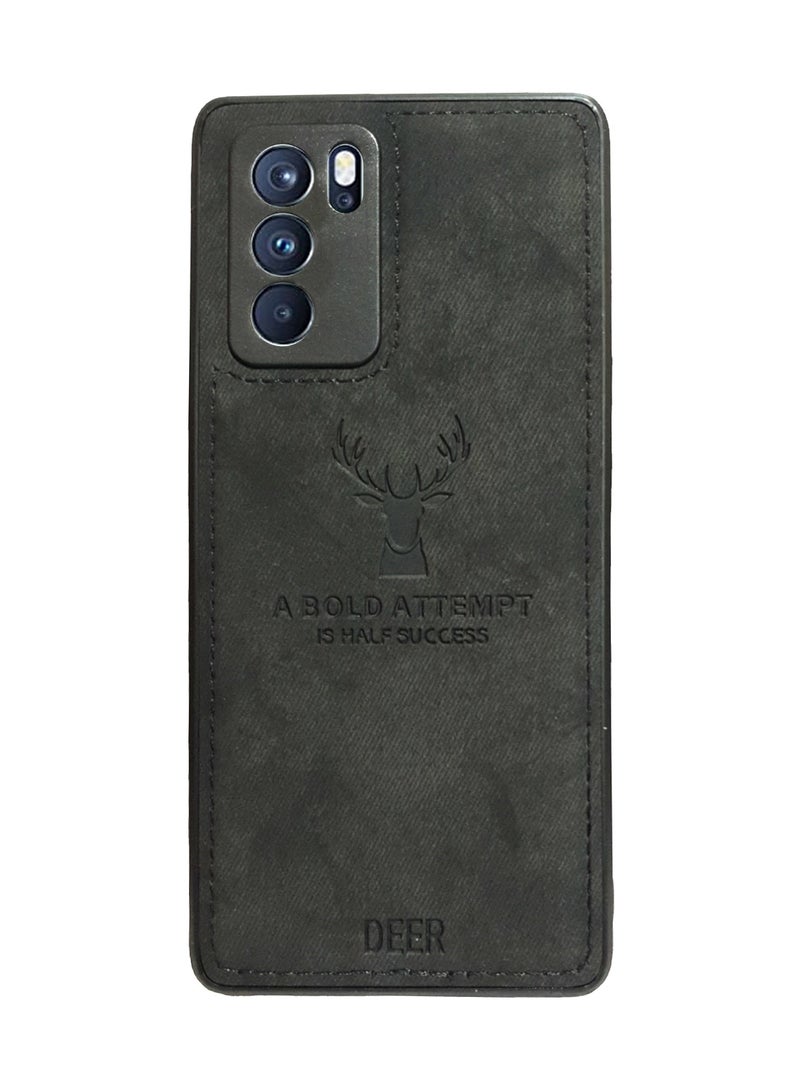 Reno 6 Pro Digital Luxury Soft Texture Patterned TPU Cloth Case, Dirt-Resistant, Anti-Shock, Anti-Fingerprint, Full Body Protective For Oppo Reno 6 Pro (Black) - Image 1
