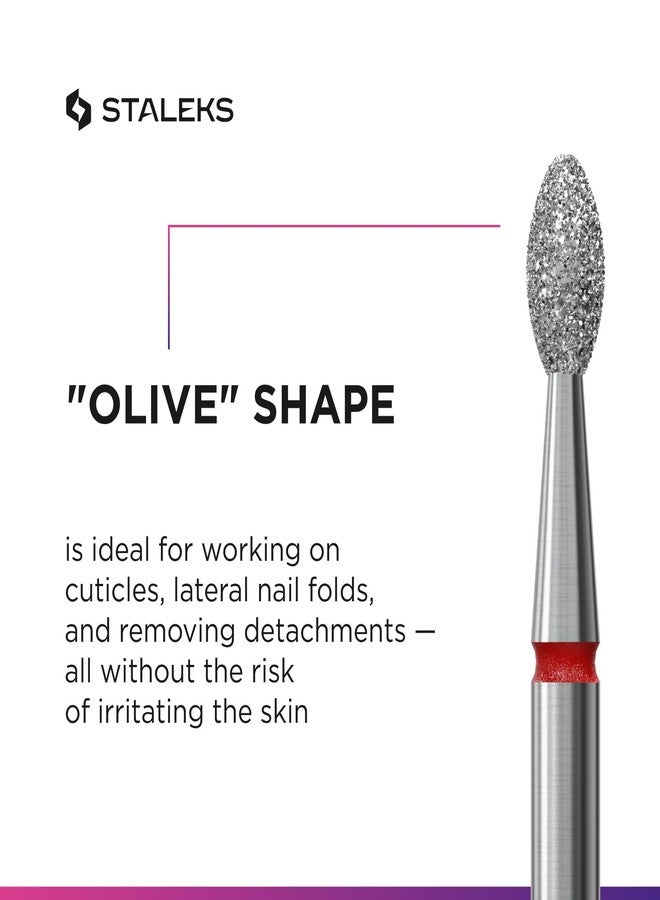 STALEKS PRO Expert Diamond Nail Drill Bit (Olive, Red, 2.5mm Head / 5mm WP) – Soft Abrasiveness for Delicate Cuticle & Sidewall Processing in Hardware Manicure/Pedicure - Image 5