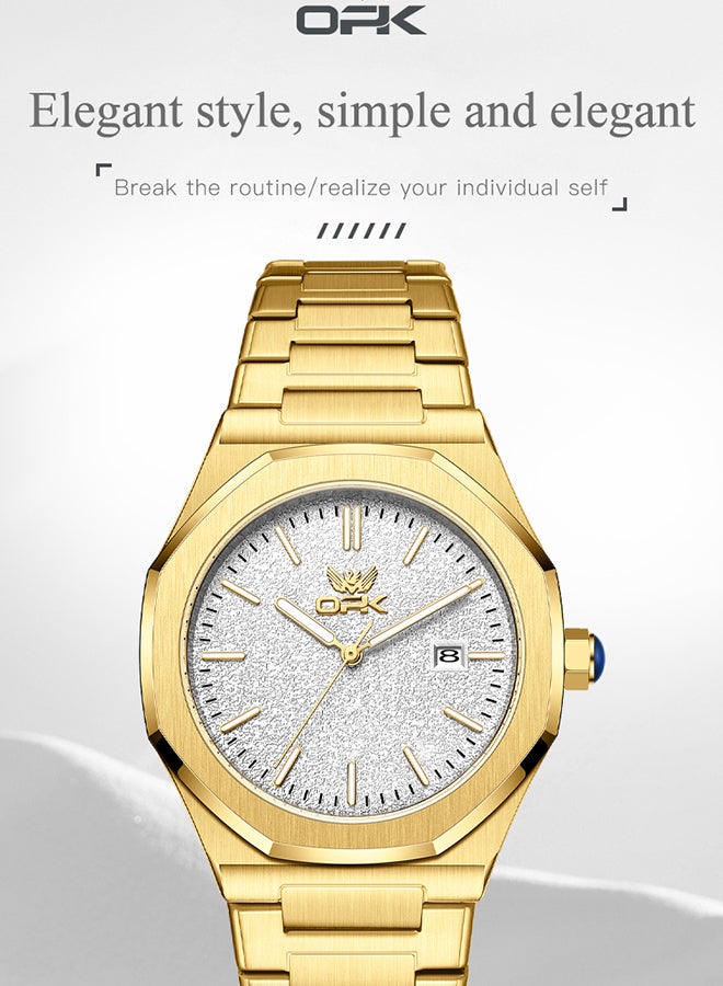 OPK OPK Men's Octagonal Steel Band Men's Watch Form Calendar Luminous Quartz Watch 6046 - Image 2