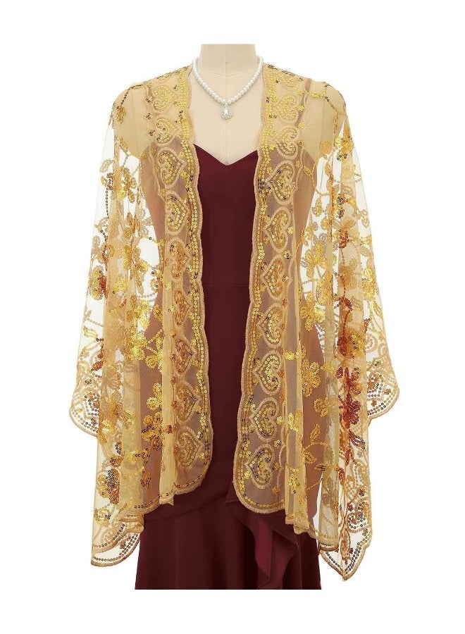 1920s Women's Shawls and Wraps, Sparkling Metallic Evening Scarves, Sequin Deco Wedding Wraps for Brides, Perfect for Parties and Special Occasions. - Image 1