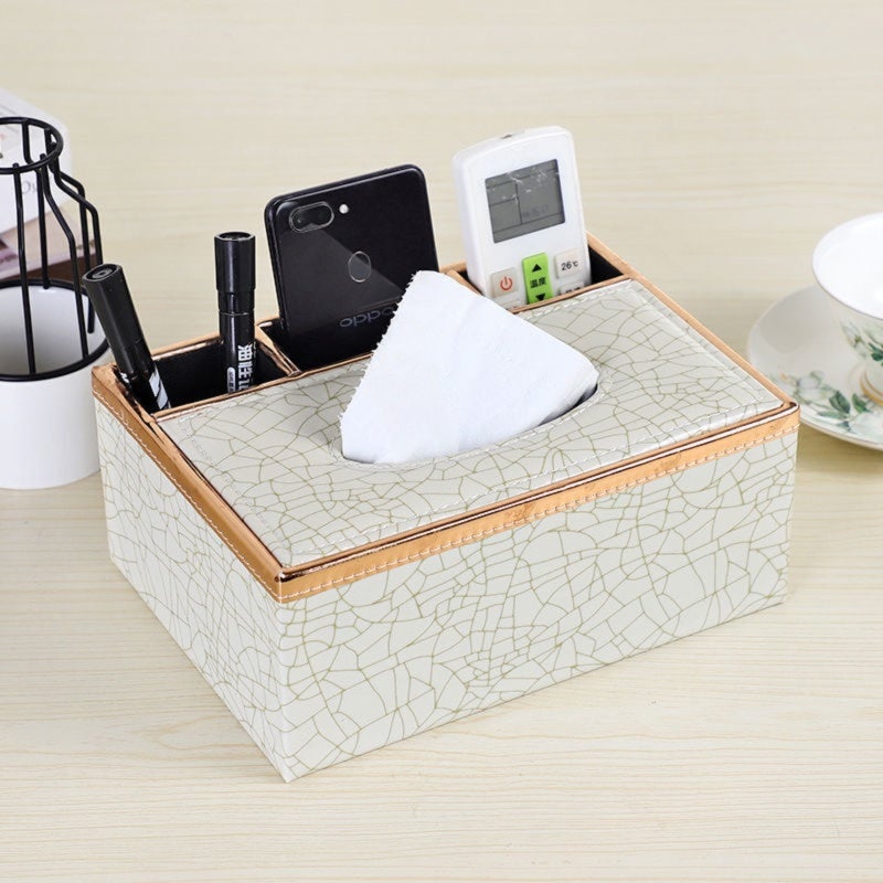 Leather Tissue Holder: Rectangular Waterproof White Cover - Vintage Decorative Holder for Home Office Car - Image 2
