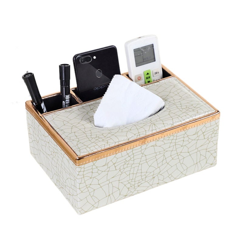 Leather Tissue Holder: Rectangular Waterproof White Cover - Vintage Decorative Holder for Home Office Car - Image 1