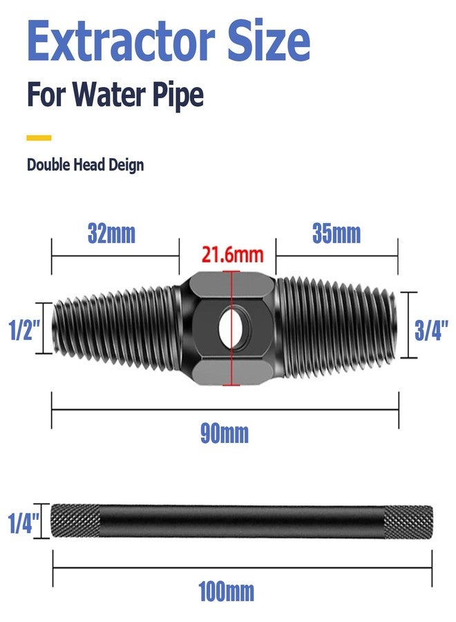 Mesee Screw Extractor, Pipe Screw Bolt Extractor Dual Use Water Pipe Cleaning Remover Damaged Screws Broken Bolts Removal Tool for 1/2 Inch 3/4 Inch Pipes Valve Faucet - Image 2