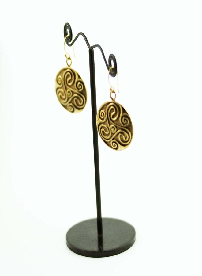 LynnAround Bronze Engraved Celtic Knot triskelion Drop Dangle Earrings Fish Hook Vintage Thailand Jewelry - Image 3