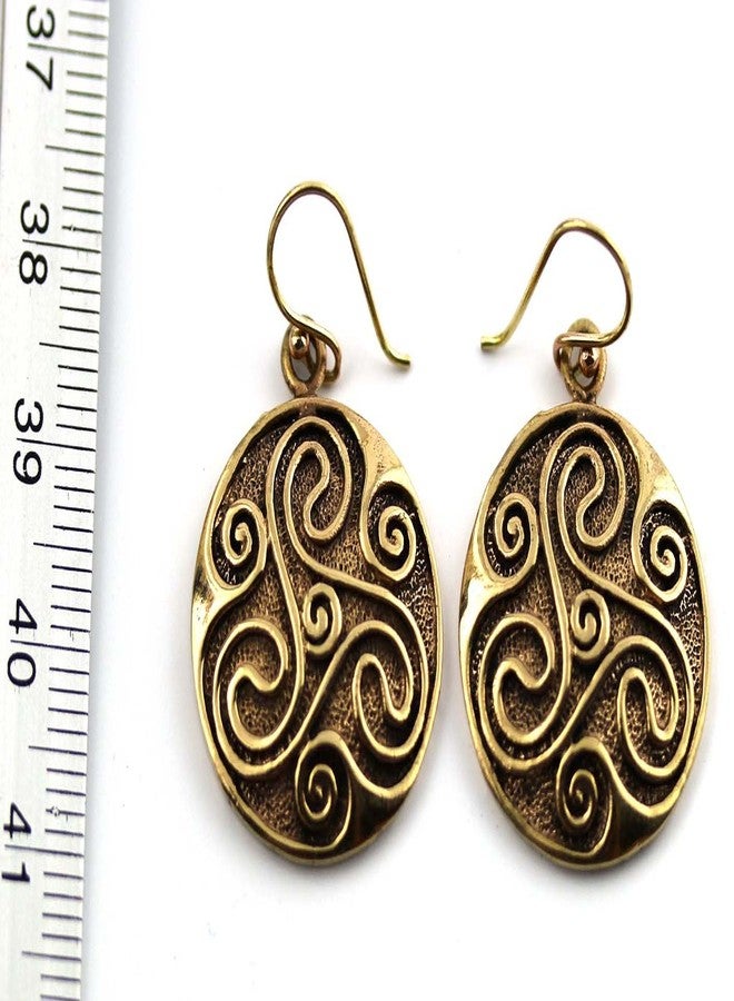 LynnAround Bronze Engraved Celtic Knot triskelion Drop Dangle Earrings Fish Hook Vintage Thailand Jewelry - Image 4