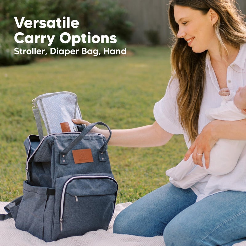 KeaBabies Portable Diaper Changing Pad - Large Waterproof Baby Changing Mat, Compact Travel Diaper Clutch, Functional Pockets Fit Newborn Essentials, Wipeable & Padded Baby Changer (Gray Mod) - Image 5