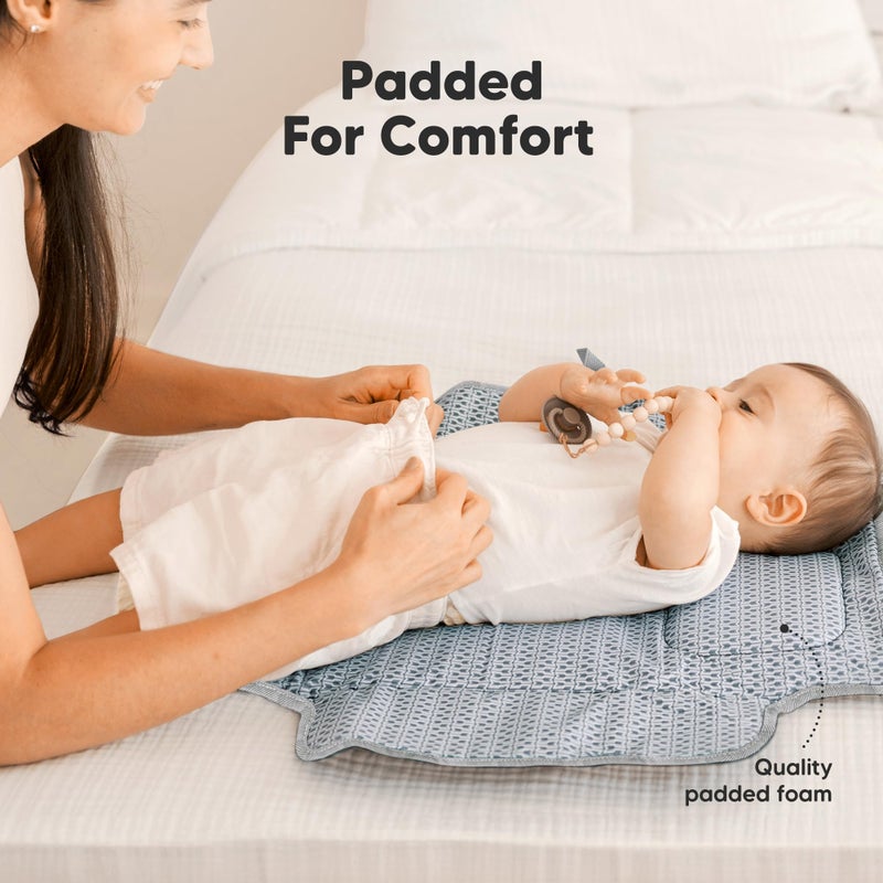 KeaBabies Portable Diaper Changing Pad - Large Waterproof Baby Changing Mat, Compact Travel Diaper Clutch, Functional Pockets Fit Newborn Essentials, Wipeable & Padded Baby Changer (Gray Mod) - Image 4